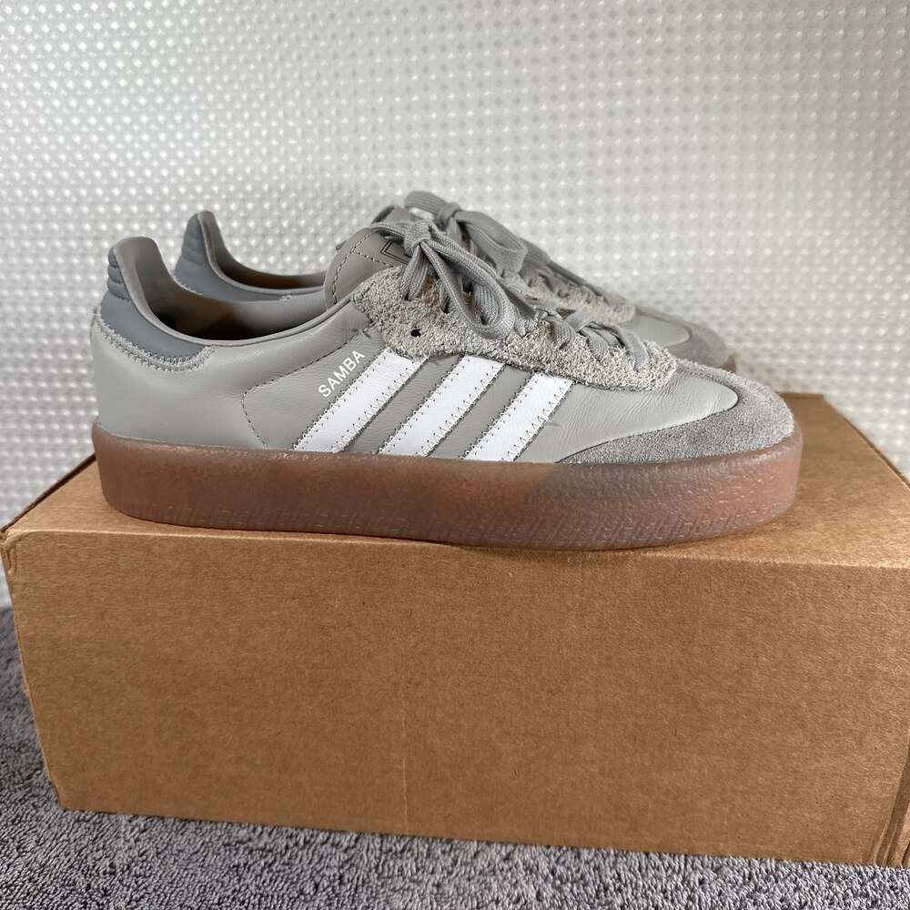 adidas Women's Sambae Platform Sneakers in Grey Two/Cloud White - Picture 2 of 9